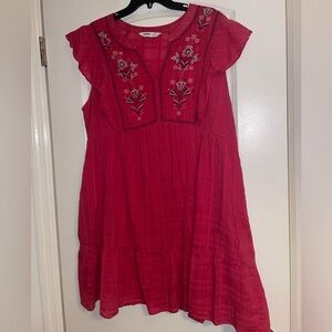 Sonoma Embroidered Red Dress with Lining built in
